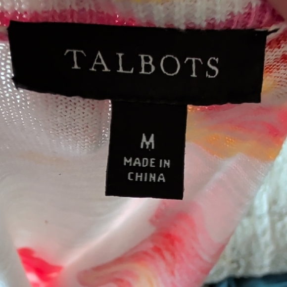 Talbots Floral V-Neck Long Sleeve Top - Red and Yellow - Picture 5 of 8